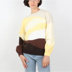 House of Sunny Landscape Sweater Brown Yellow
